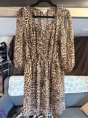 Charlies Leopard Print Midi Dress in Tan and Black